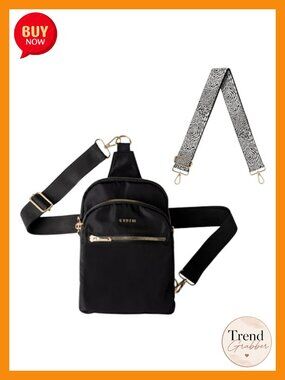 Convertible Sling Crossbody Bag & Interchangeable 2-Inch Bag Strap